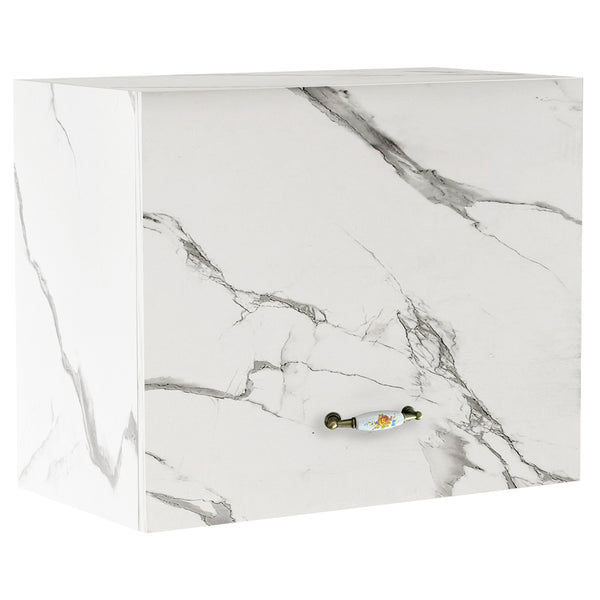sconto Pensile Cucina con Anta a Ribalta 60x32x49 cm in Legno Bianco Effetto Marmo