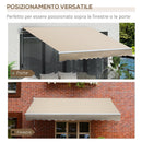 Tenda da Sole per Esterno Avvolgibile a Bracci 350x250 cm con Apertura a Manovella Crema