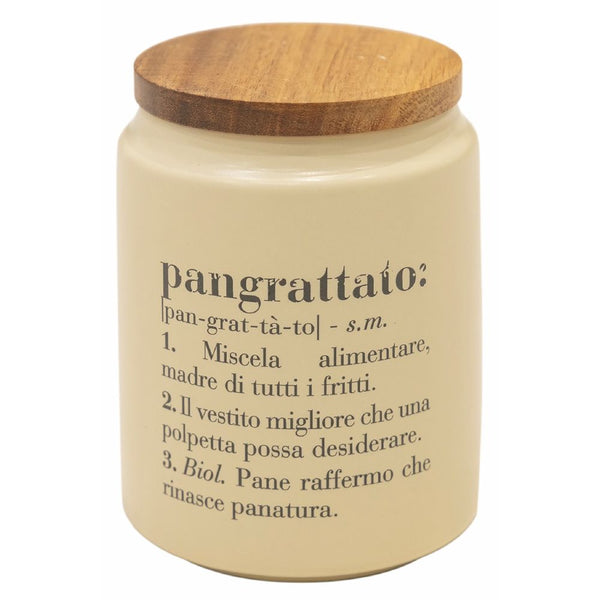 Brotkrümelglas mit Bambusdeckel 800 ml aus Steingut Villa D'este Home Tivoli Crema prezzo