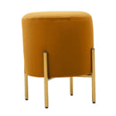Pouf Ø35x42 cm in velluto nocciola con piedi ottone