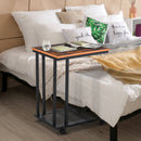 Tavolino Angolare per Divano e Letto con 4 Rotelle in Legno Stile Industrial 51x36x61 cm 