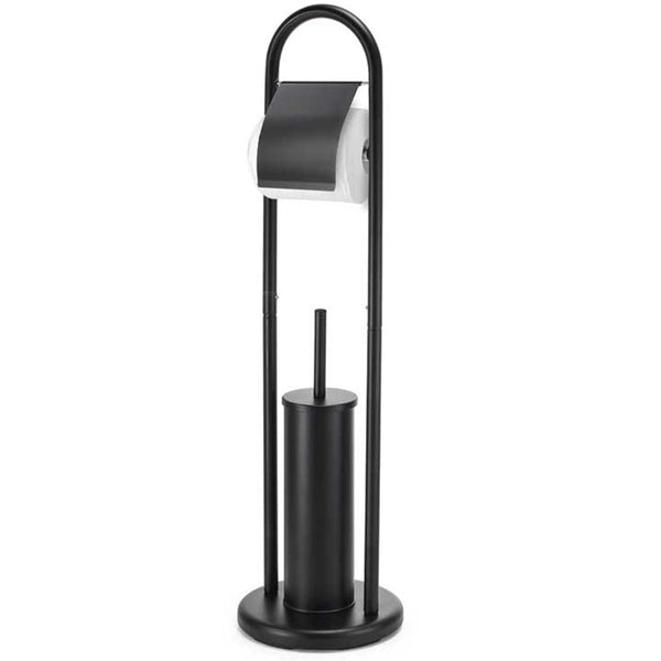 sconto Portarotolo Con Portascopino in Acciaio Nero Porta Carta Igienica