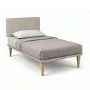 Letto Singolo con Rete Rivestita Similpelle Tortora Tessis Testata Vertical Varie Misure