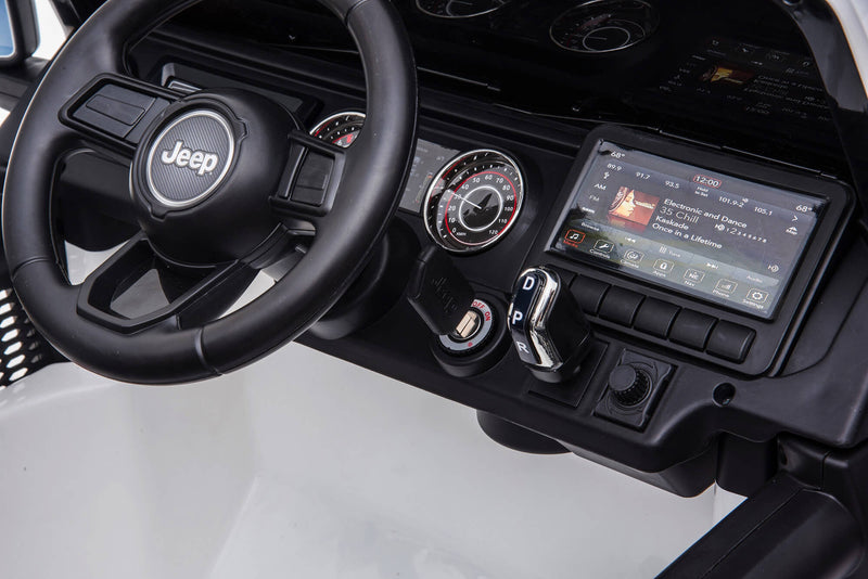 Macchina Elettrica per Bambini 12V 2 Posti con Licenza Jeep Wrangler Rubicon Bianca
