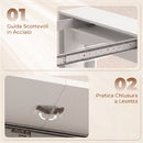 Tavolo Consolle Allungabile e Convertibile per 10 Persone 96-240x90x78 cm Rivestimento in Melamina Bianco      