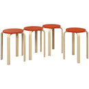 Set 4 Sgabelli Impilabili Rotondi in Legno 40x54 cm Rosso e Legno 