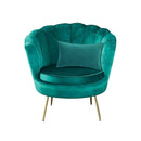 Poltrona a Conchiglia 78x73x78 cm in Velluto Vintage Piedi Oro Sofia Verde