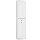 Mobile Bagno a Colonna 45x30x180 cm con Cesto Portabiancheria Ribaltabile in MDF Bianco      