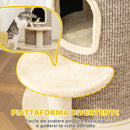 Torre per Gatti a 2 Livelli 60x60x61 cm con 2 Nascondigli Piattaforma Superficie in Sisal Beige e Marrone      