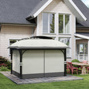 Gazebo da Giardino 395x330x294 cm con Zanzariere e Doppio Tetto in Metallo e Poliestere Grigio Chiaro   