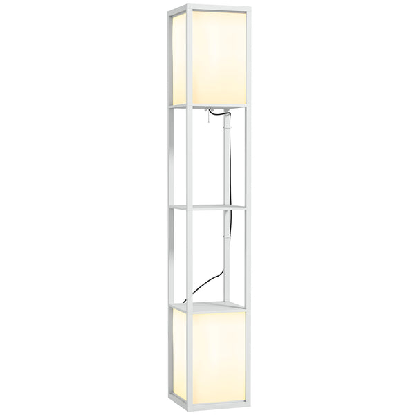 online Lampada da Terra con 2 Paralumi E27 40W e 2 Ripiani 26x26x156 cm Bianco