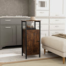 Comodino Stile Industriale 2 Ripiani e Scaffale Interno Regolabile 34x30x80 cm in Legno e Acciaio Marrone