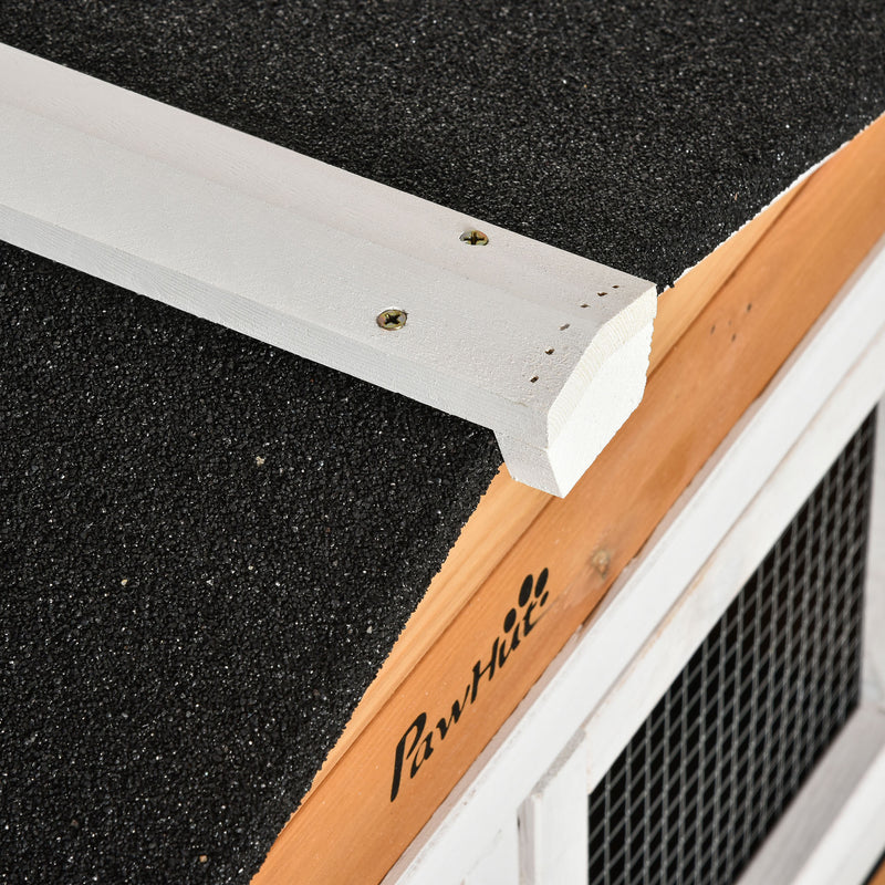 Conigliera a 2 Livelli 157,4x53x99,5 cm in Legno Metallo e Bitume Giallo Bianco e Nero   