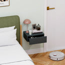 Comodino Sospeso Moderno 40x30x15 cm con Cassetto in Legno Nero   