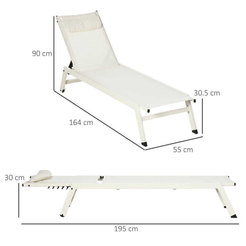 Set 2 Lettini Prendisole da Giardino 55x195x30 cm in Alluminio e Poliestere Beige