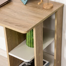 Scrivania Moderna in Legno con Scaffale a 3 Ripiani 100x44x74 cm in Truciolato Bianco e Quercia