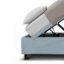 Letto 1 Piazza e Mezza Contenitore Imbottito Microfibra Azzurro Boxmax Testata Soft Varie Misure