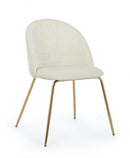 Set 4 Sedie 49x55x77 cm in Poliestere Effetto Velluto Bianco