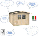 Casetta Box da Giardino per Attrezzi 254x276 cm con Porta Doppia Finestrata in Legno Naturale