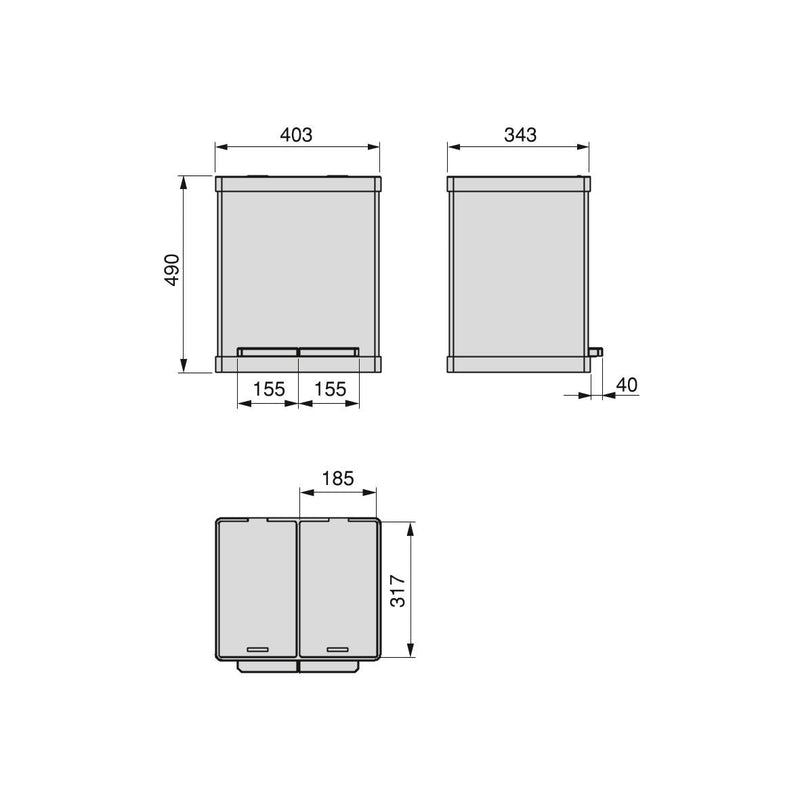 Contenitore Recycle Inox con Scomparti Impostato 2 x 15 Acciaio Inossidabile Emuca