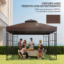 Copertura per Gazebo da Giardino 3x3 m UPF30+ a 2 Livelli in Poliestere Caffè      