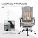 Sedia Poltrona Presidenziale da Ufficio 62x67x113-120 cm Massaggiante Riscaldante Grigia