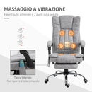Sedia Poltrona Presidenziale da Ufficio 62x67x113-120 cm Massaggiante Riscaldante Grigia