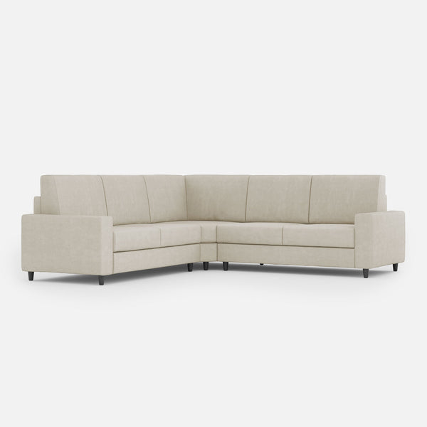 online Divano Angolare 5 Posti 226x226x85 cm Sakar in Tessuto Latte