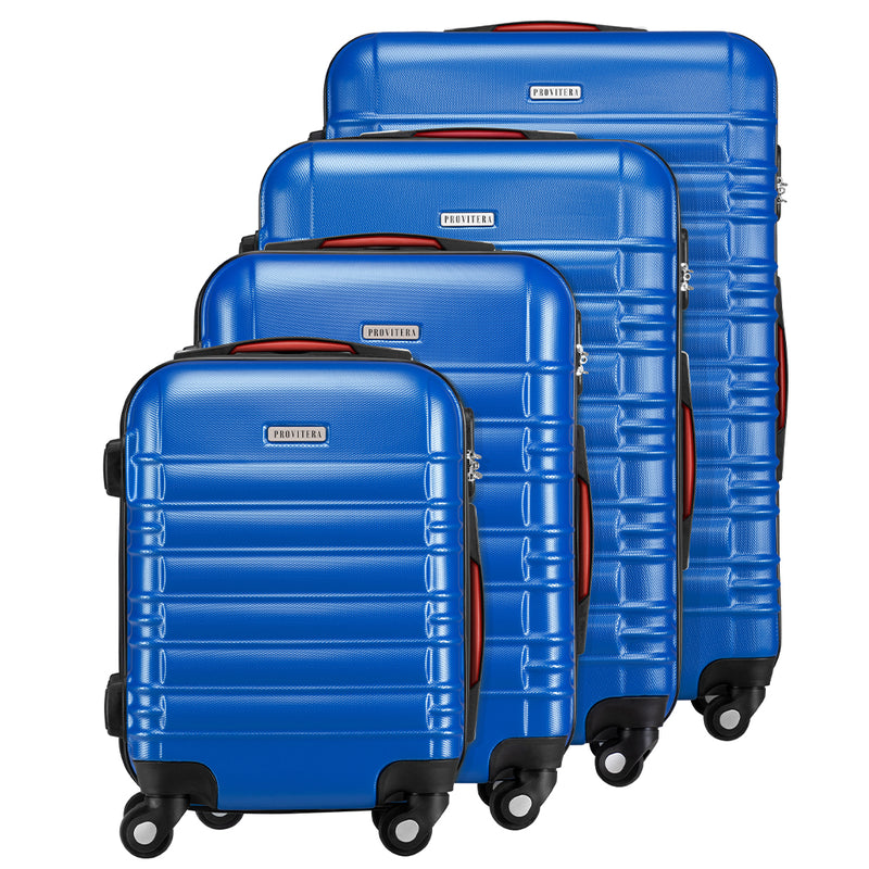 Set 4 Valigie Rigide Trolley Easy Roll Bagaglio a Mano e Stiva da Viaggio in ABS Blu      
