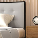 Testiera Letto Matrimoniale in Microfibra Imbottita Trapuntata a Bottoni per Letti da 180cm  Grigio Chiaro