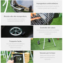 Barbecue a Carbone Carbonella Coperchio Termometro e Doppia Griglia in Metallo Nero 
