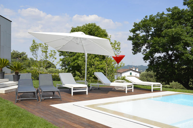 Ombrellone da Giardino Decentrato 3x3m in Alluminio Telo in Poliestere Mosini Jazz Bianco