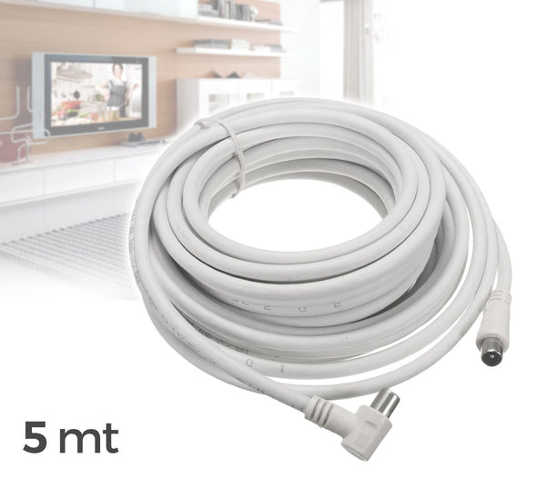 online 5 m langes Strangkabel für den Anschluss von koaxialen TV-Antennen mit Stecker und Buchse