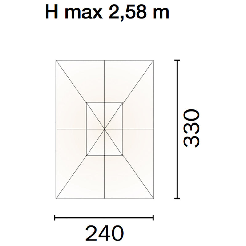 Ombrellone da Giardino Decentrato in Alluminio 2,40x3,30m con Manovella Vorghini Poli Antracite e Sabbia
