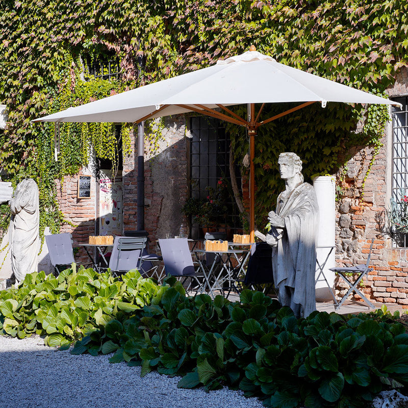 Mezzo Ombrellone da Giardino 2x3m Palo in Legno Ecrù