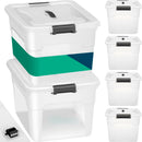 Set 4 Scatole Contenitori Salvaspazio Porta Oggetti da 60L Portaoggetti in Plastica Trasparente