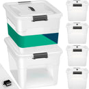 Set 4 Scatole Contenitori Salvaspazio Porta Oggetti da 45L Portaoggetti in Plastica Trasparente