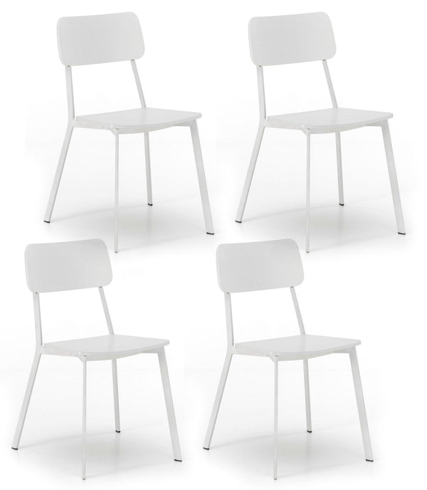 online Set 4 Sedie 51x51,5xH82 cm in Legno e Metallo Woody Bianco