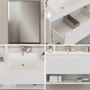 Mobile Bagno Sospeso 80 cm Lavabo e Specchio Milano Bianco Lucido