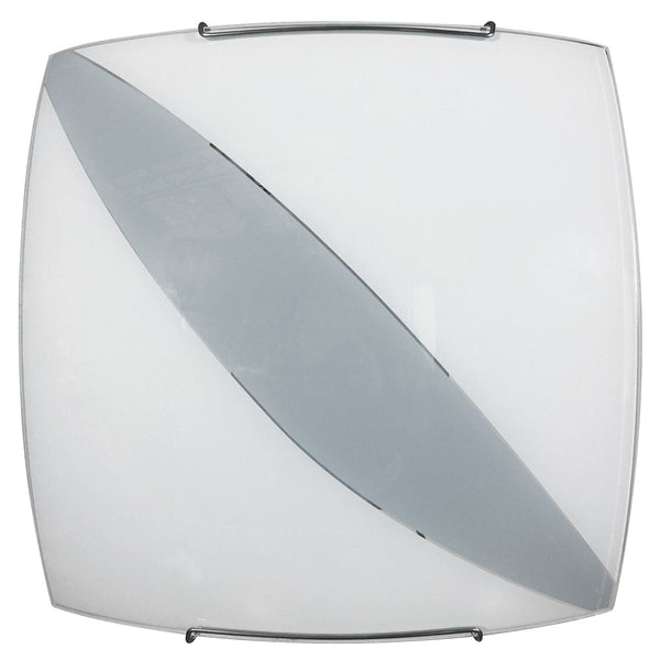 Deckenleuchte 2xE27 Haken Chrom Glasplatte Weiß Dekoriert Graues Band E-Energy Valentina online