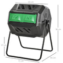 Compostiera da Giardino Girevole 71x65x96 cm a 2 Sezioni con 8 Prese d'Aria Acciaio e PP Nero      