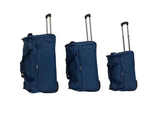 Set 3 Valigie Borsone Trolley Ultraleggero con Ruote in Poliestere Ravizzoni Bacco Blu online