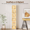 Libreria 30x24x159 cm a 6 Ripiani Scaffale Autoportante per Soggiorno in Laminato Bianco      
