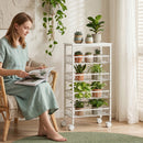 Carrello a 4 Ripiani 40x24x82 cm con Cestelli Estraibili in Metallo e Truciolato Bianco      
