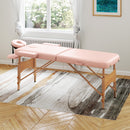 Lettino da Massaggio Pieghevole 210x81x67-92A cm con Poggiatesta Regolabile e Borsa di Trasporto in Legno e PVC Rosa      