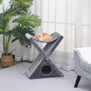 Tiragraffi per Gatti Pieghevole 54,5x32x65 cm con Casetta in Peluche  Grigio