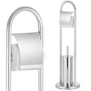 Piantana Portarotolo Con Portascopino in Acciaio Cromato Porta Carta Igienica