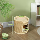 Albero Tiragraffi per Gatti Fino a 5 kg Alto 37 cm a 2 Livelli con Nicchia e Corda in Sisal Cachi      