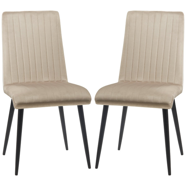 online Set 2 Sedie Imbottite 43x58x90 cm in Tessuto Marrone Chiaro