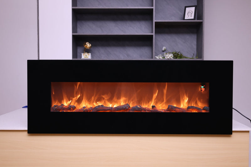 Camino Elettrico da Parete 152x55x13,8 cm 1500W Effetto Fiamma Sined Aprica Nero